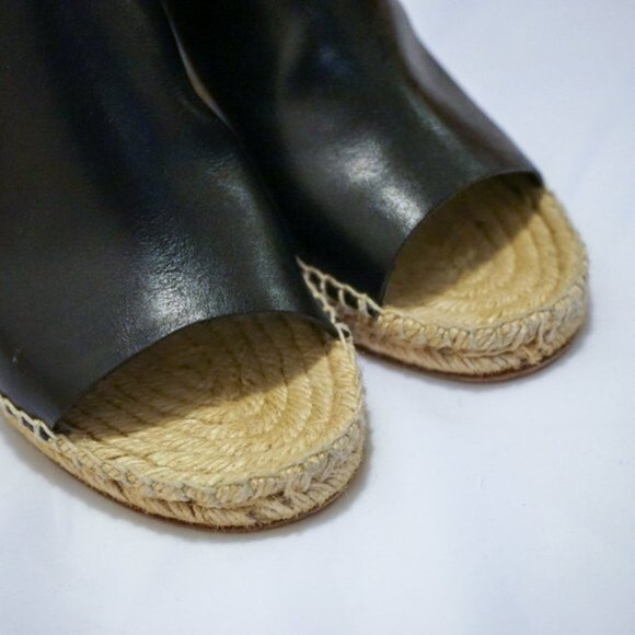 Celine Black Leather Wedge Espadrilles - Picture 5 of 10